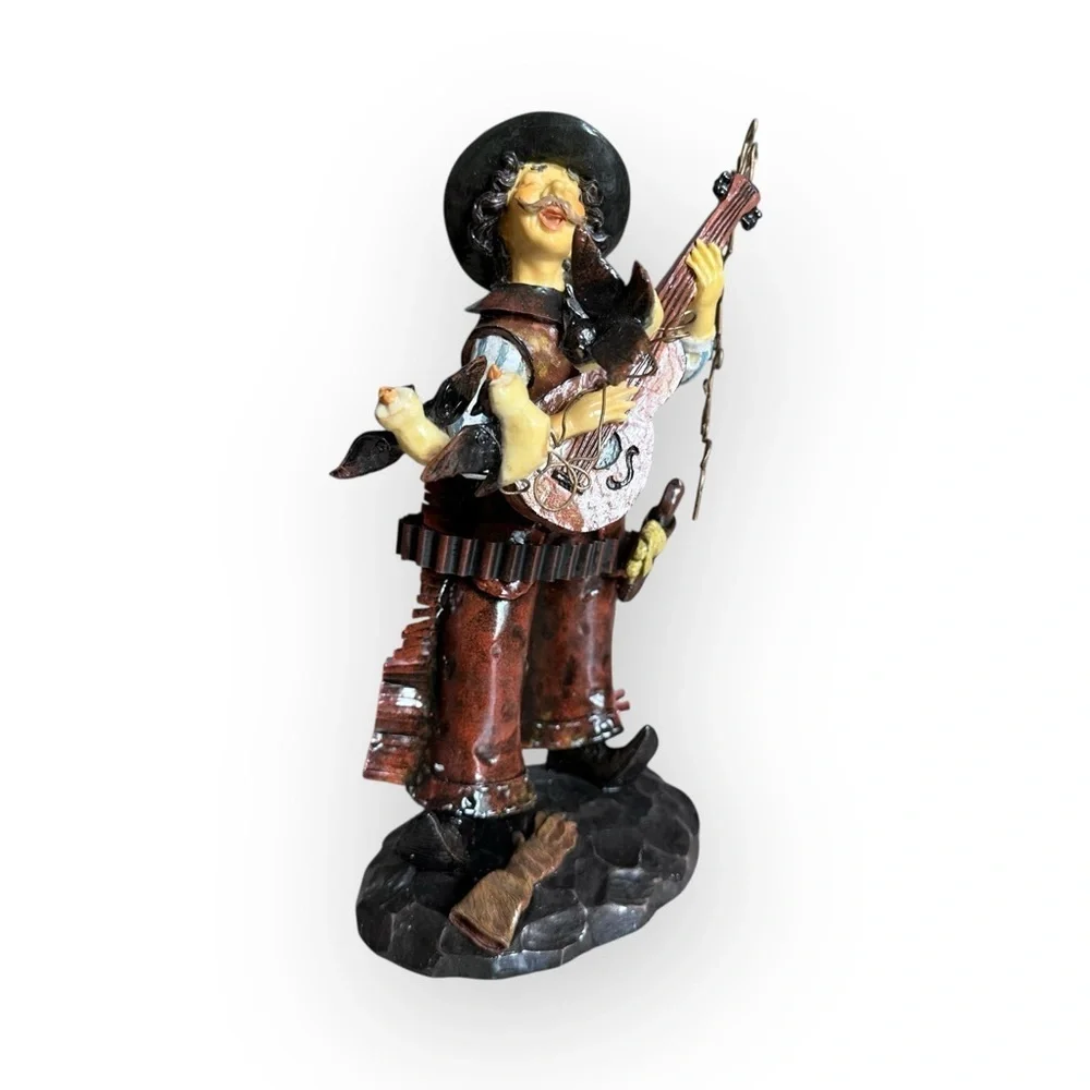 Vintage Cowboy Guitarist Figurine Western Musician Resin 11in 2002 With Box